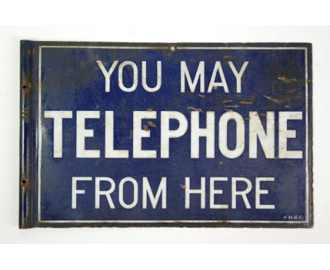 You may telephone from here enamel sign 48 cm wide x 30.5 cm high