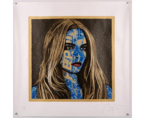 K-Guy, Gold Metallica, 2015.-  Limited edition, Signed, five colour hand-pulled screen print on 300gsm art paper, with 2 laye