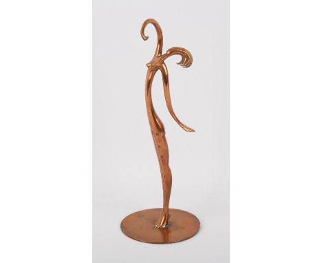 Franz Hagenauer (Austrian, 1906-1986), figure of a dancing girl, on a circular base, marks for Hagenauer. made in Austria, 28