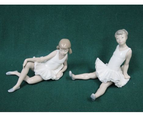 TWO NAO GLAZED CERAMIC SEATED BALLERINAS 