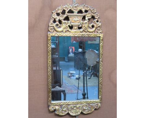 DECORATIVE GILDED AND PIERCEWORK FRAMED WALL MIRROR 