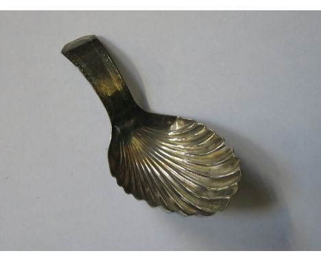 HALLMARKED SILVER VICTORIAN SHELL FORM TEA CADDY SPOON 