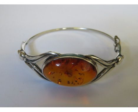925 SILVER AMBER SET BANGLE 