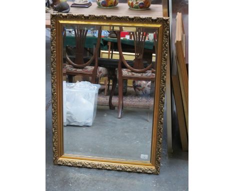 GILDED AND BEVELLED WALL MIRROR, APPROXIMATELY 71cm x 48cm 
