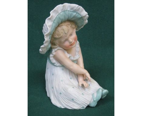 UNGLAZED CERAMIC PIANO BABE, POSSIBLY BY ROYAL WORCESTER, APPROXIMATELY 20cm HIGH 