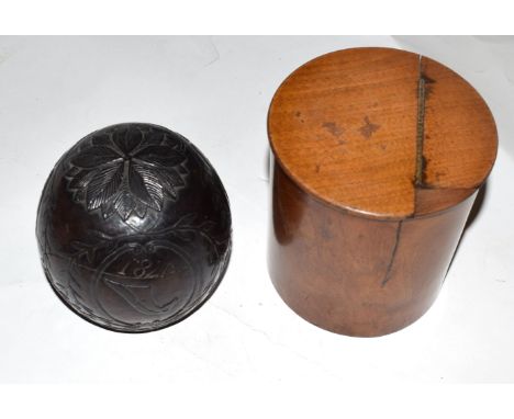 Tea caddy and coconut shell   