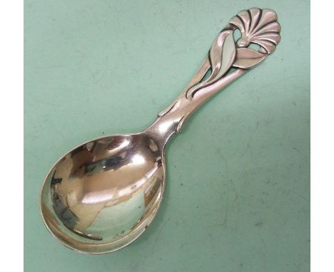 Silver Caddy Spoon, Grann &amp; Laglye, Copenhagen, Denmark, 1933. Anthemion hilt. Fully hallmarked for Denmark, dated 1933, 