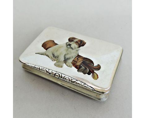 Golf Interest - Silver and Enamel Snuff Box, Kostroma, Russia, 1908-17. Of rectangular from, the hinged lid is beautifully de