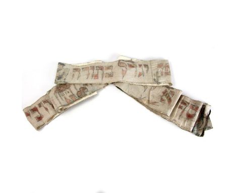 Hand drawn and painted Wimple (Torah binder Sash), Germany, 1821. Made of a diaper of a baby in his circumcision according to