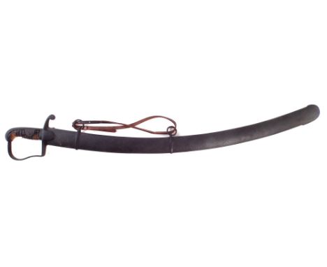 1796 pattern light cavalry sabre and scabbard, un-named blade, 98cm long