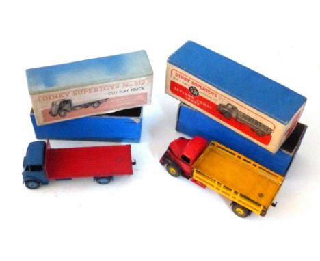 Dinky Supertoys Guy flat truck, 512 with blue/grey box, pictorial label and Leyland Comet lorry, 531 with blue box with picto