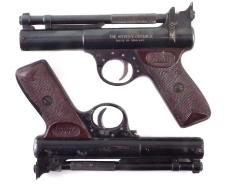 Webley Premier .22 air pistol, stamped '47' also one other .22 Premier for spare parts. (2) 19.5cm long No licence required t