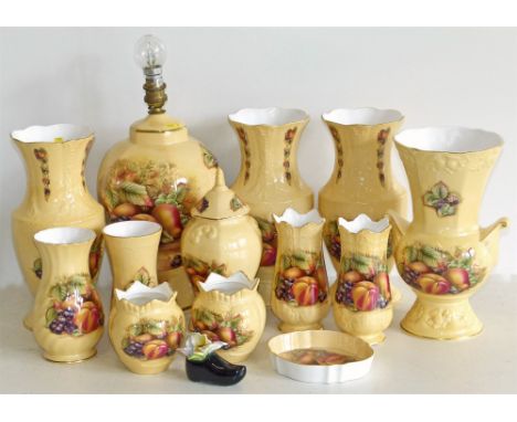 Aynsley Orchard Gold to include eleven vases, a dish and a lampCondition reports are not available for the Interiors Sale.