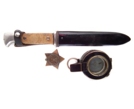 1882 Khedives star, MkIII 1940 dated compass, Hitler Youth type dagger and scabbard, the dagger measures 26cm overall.