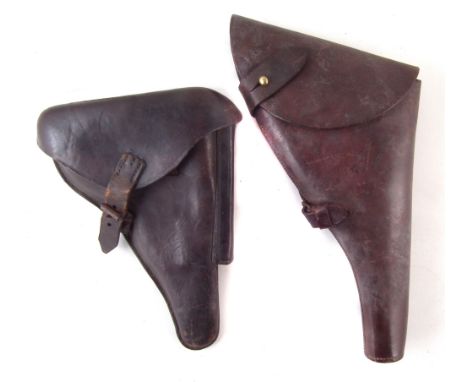 Luger holster and a Sam Browne holster , the luger holster dated 1917 with feint makers mark, the Sam Browne holster bearing 