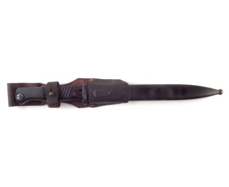 German WW2 Waffenamt stamped Mauser K98 bayonet, scabbard and frog, by E Pack &amp; S. with bakelite grips, number 7549, and 