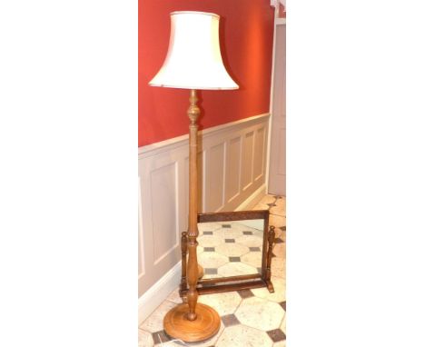 Swing frame dressing mirror and standard lamp on turned and fluted column complete with shadeCondition reports are not availa