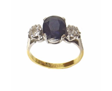 Sapphire and diamond 3-stone ringCondition reports are not available for the Interiors Sale.