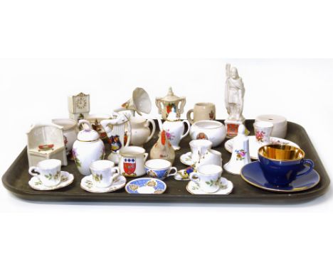 Four Jackson &amp; Gosling miniature cups and saucers, Spode ditto Royal Sutherland chamber stick, sixteen various pieces of 