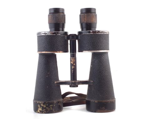 WWII German Leitz 7X50 binoculars, stamped M for marine and N for North Sea, number 22597, the rest of the marks obscured by 
