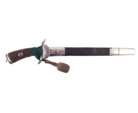 German Third Reich Hunting Association stag hilted side arm and scabbard, by W.K.C. (trademark under Clamshell Guard), with l