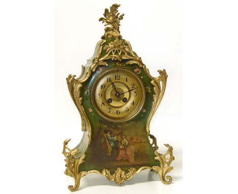 Painted French mantle clockCondition reports are not available for the Interiors Sale.