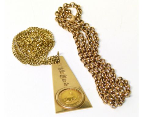 9ct gold pendant set with 1981 South African gold coin also a rose gold chainCondition reports are not available for the Inte
