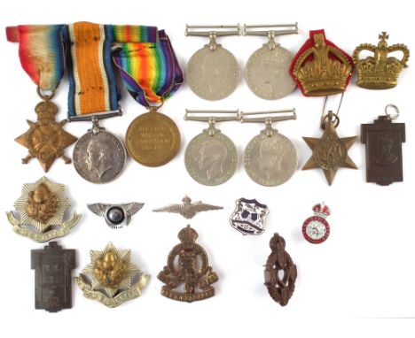 A World War One trio of medals awarded to 9154 A. CORWOOD CHES. R. to include 1914-15 Star, Victory Medal and British War Med