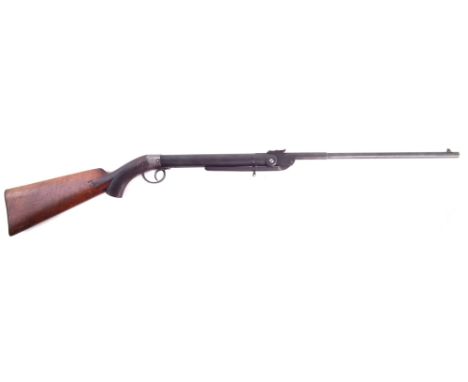 Millitia Patent break barrel .177 air rifle, serial number 35503, with figured chequered stock, barrel length 48cm overall le