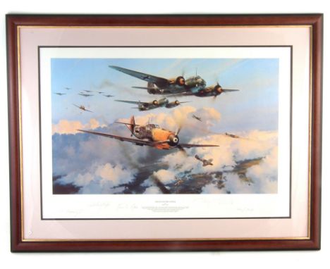 After Robert Taylor, Assault on the Capital, number 33/500 bearing five signatures, framed, the print measures 51cm x 75cm