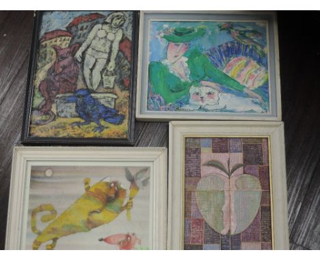 Three oil paintings on board, inc,  K Yakyshin, Russian stiil life, signed and dated 1953, and attributed verso, 27 x 19cm, f
