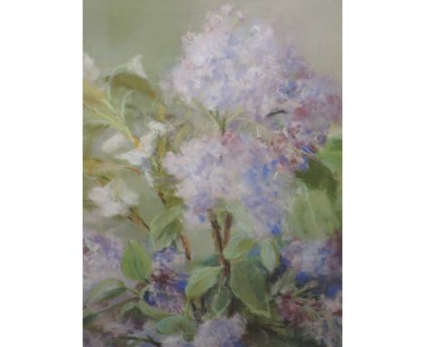 A pastel sketch, Conni Ashworth, Lilac, monogrammed, and attributed verso, 51 x 33cm, framed and glazed