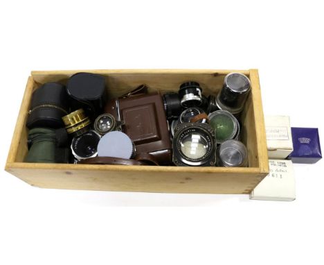 Various Lenses And Other Items including Pentacon FB with Carl Zeiss Jena Tessar f2.8 50mm; Carl Zeiss Jena Tessa f4.5 210mm;