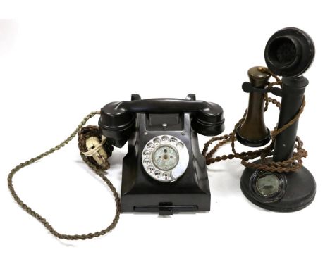 Two Telephones GPO 150 Candlestick and a 312 L both black (2)