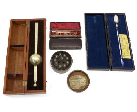 MacPherson Salinometer and Kata Thermometer; together with three Sets of Hydrostatic Balls (i) J&M Riva (incomplete) (ii) Jos