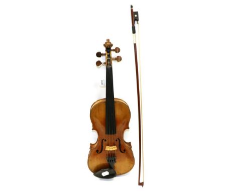 Violin 14'' two piece back, ebony finger board, label reads 'Vuillaume, a Paris, rue croix de petits champs 46', also has 'Vu