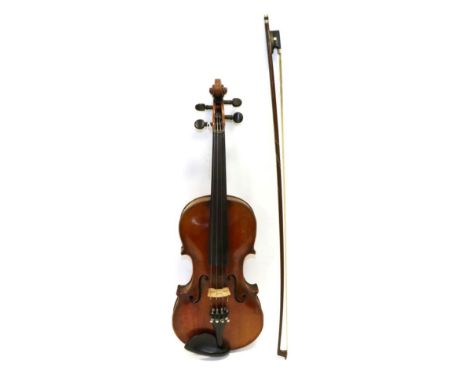 Violin 14 1/8'' two piece back, ebony fingerboard and pegs, with label 'Jacobus Stainer, in Absam, prope Oeninontum, 1695' ha