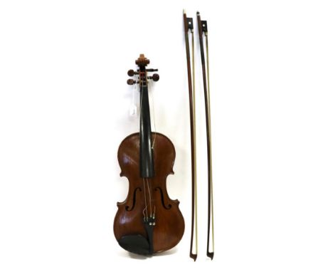 Violin 14'' two piece back, ebony fingerboard, has internal writing presumably written by a repairer 'Heaton, Maker 1888 / Re