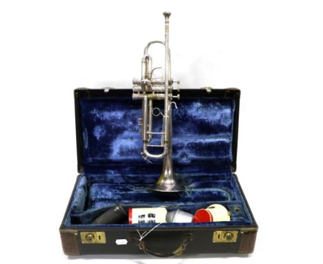 Vincent Bach Stradivarius Model 25 Trumpet in silverplate, with Jet-Tone T3A mouthpiece, various mutes; in manufacturers case