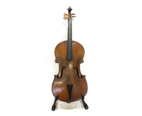 Cello (Small Size) 22 1/2'' one piece back, stamped 'Young' with four indistinct marks on back of cello under button, case wi