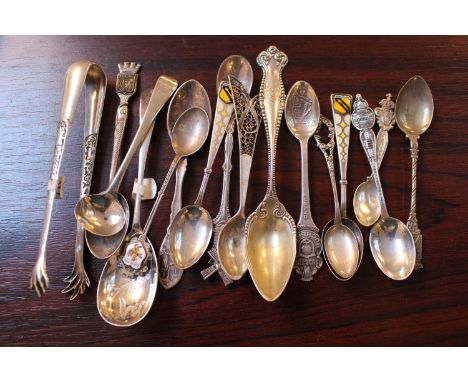 Collection of assorted Silver and similar flatware inc Sugar Tongs and Tea Spoons 192g total weight 