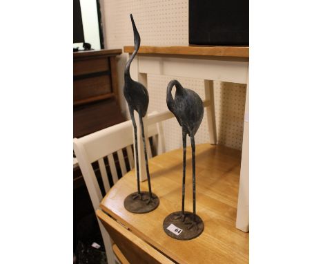 Pair of Bronze Stork Ornaments 