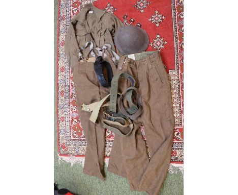 Collection of Army related Clothing, Belts and a Helmet 