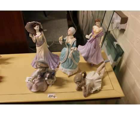 Colelction of 5 Figurines inc Coalport, Lladro, Nao etc 