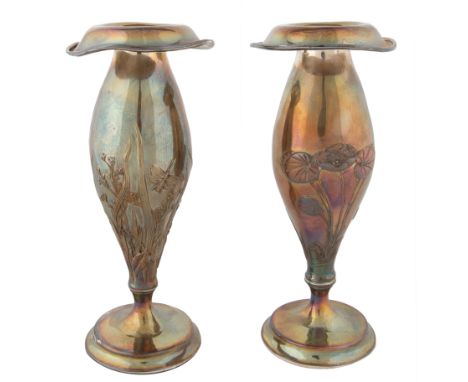 PAIR OF FLORAL SILVER CANDLEHOLDERS, GORHAM, PROVIDENCE, RHODE ISLAND, 1879pair of silver candleholders of amphora shape. eac
