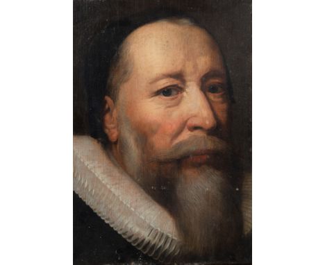 DUTCH SCHOOL (17TH CENTURY)Portrait of a Man in Neck Ruff oil on board 34 x 22 cm (13 1/2 x 8 3/4 in.) initialed lower right?