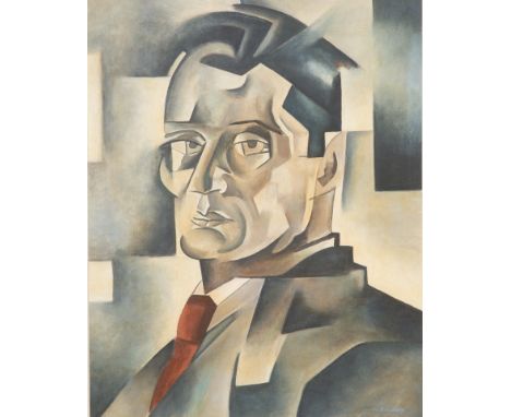 HENRY BISCHOFF (SWISS 1882-1951)Cubist Portrait, oil on board 47 x 37 cm (18 1/2 x 14 3/4 in.) [sight] signed lower right PRO