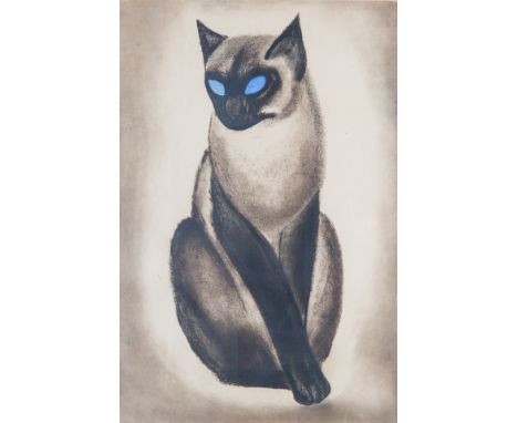 SIGNED ILLEGIBLYSiamese Cat,  lithograph 38 x 25 cm (15 1/4  x 10 in.)[plate]; 41 x 29 (16 x 11 1/2 in.)[full margin] inscrib