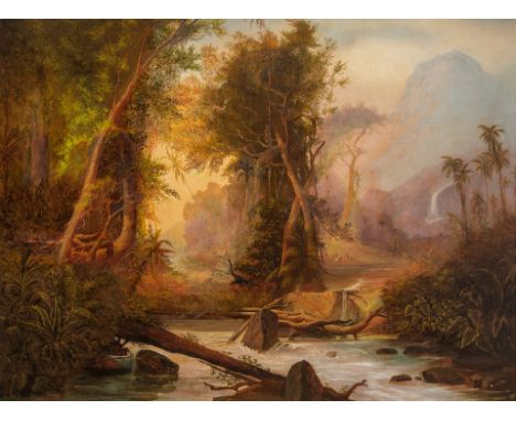 MANNER OF FERDINAND BELLERMANN (GERMAN 1814-1889)Ethereal Stream, oil on canvas 80 x 104 cm (31 1/2 x 41 in.)CONDITIONObserve