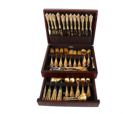 134-PIECE 'GRAND BAROQUE' SILVER SET, WALLACE STERLINGcomprising 12 salad forks, 12 lunch forks, 12 fish forks, 12 dinner for